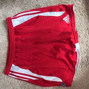 Adidas red sports shorts